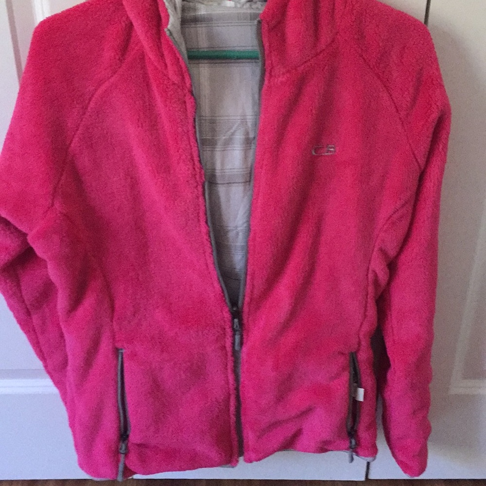 Reversible pink and plaid jacket